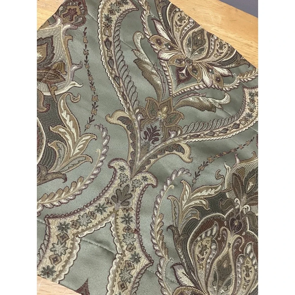 American‎ Century Home Valance Green Gold Damask Jacquard 86x18